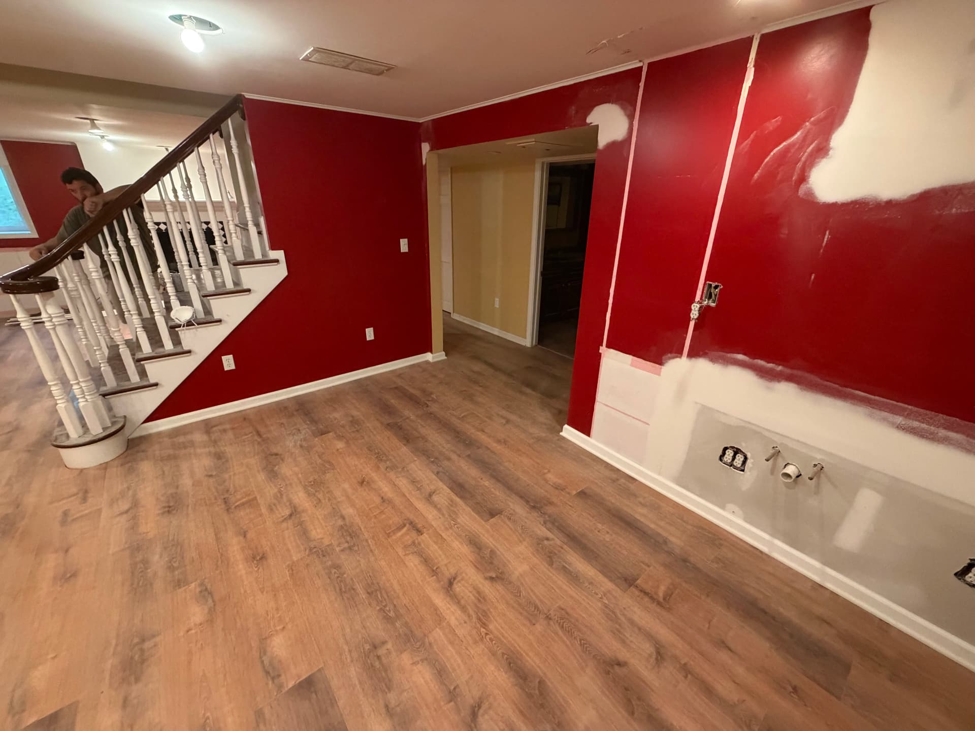 Gallery photos for East Grand Rapids Basement LVP Flooring Install in Progress: Image #1